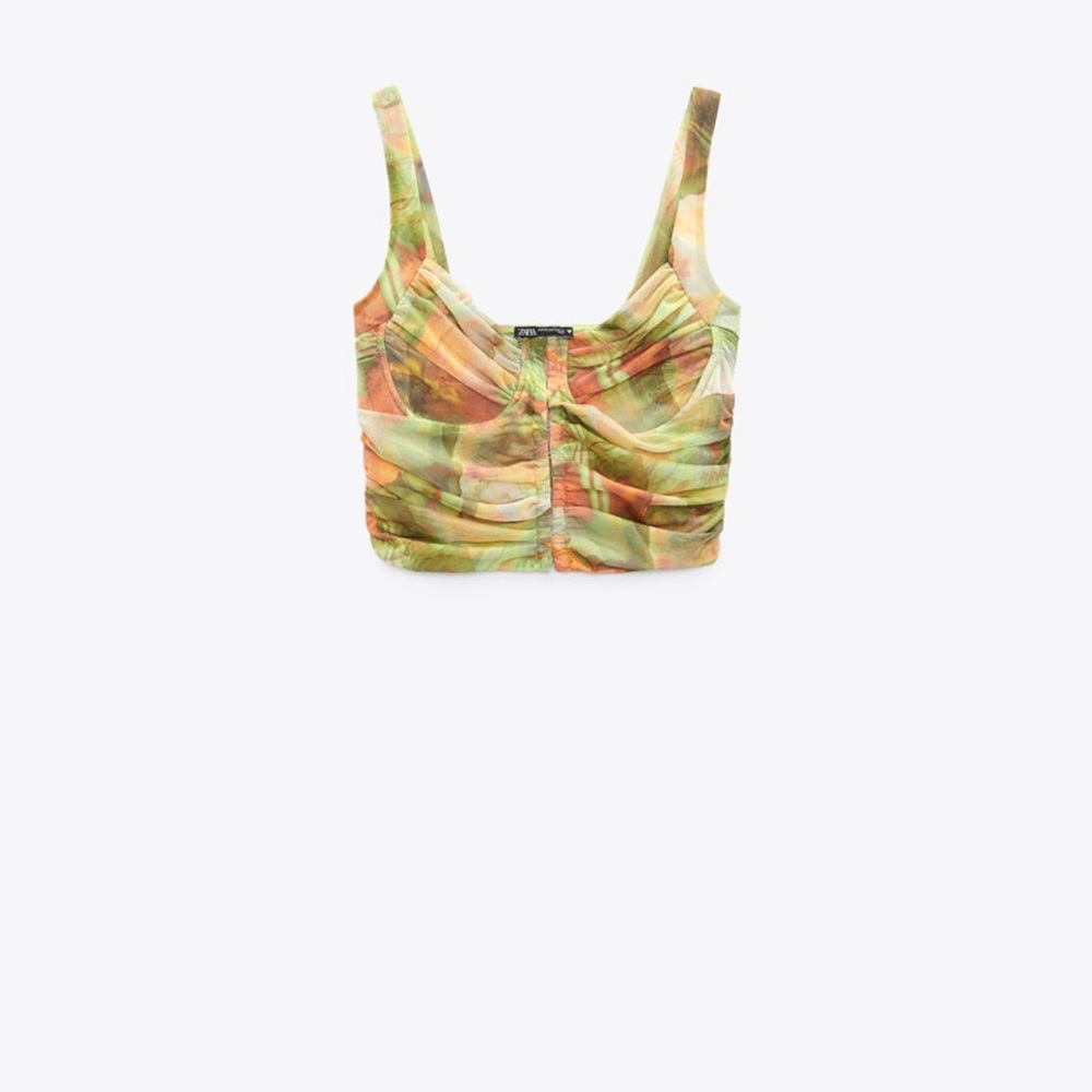 ZARA PRINTED TULLE CORSET TOP